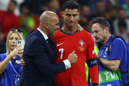 Portugal coach Roberto Martinez with Cristiano Ronaldo. (Reuters)