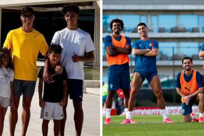 Just a day afte posting a picture with his family, Ronaldo was leading the opening training session, the first lap of what Portugal hopes will be the longest journey in their history. (Instagram)