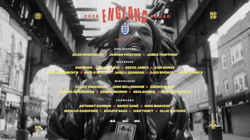 A screengrab from Team England's World Cup 2026 roster reveal.