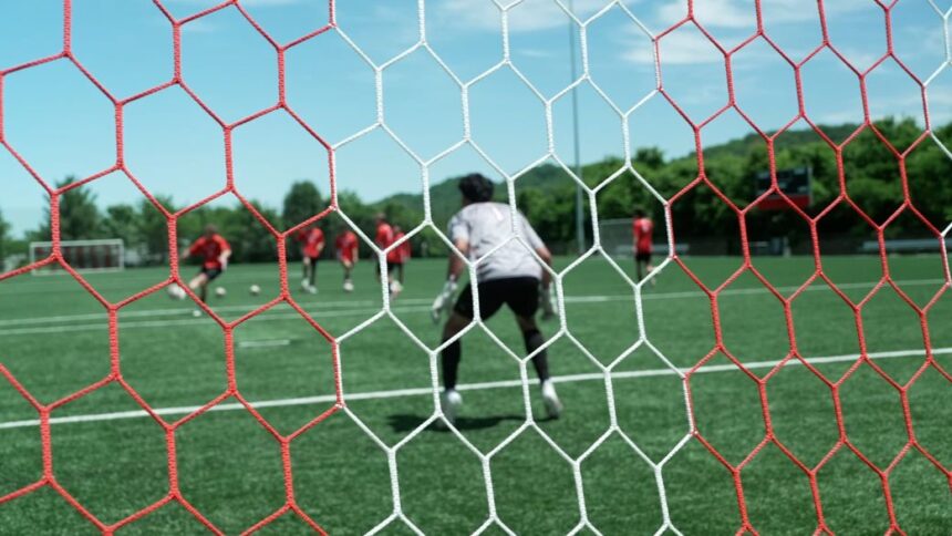 Soccer players from Baylor School practice on the school's fields in Chattanooga, Tennessee.