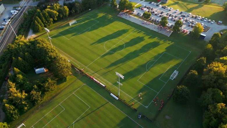 This image, taken from video, shows a soccer field at Baylor School in Chattanooga.