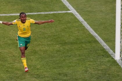 Mexico lost the ball in South Africa’s half. A rapid counterattack. A perfectly weighted pass. Siphiwe Tshabalala bursting down the left flank. One touch. One swing of the left foot. And the ball flew into the roof of the net. (Reuters file)