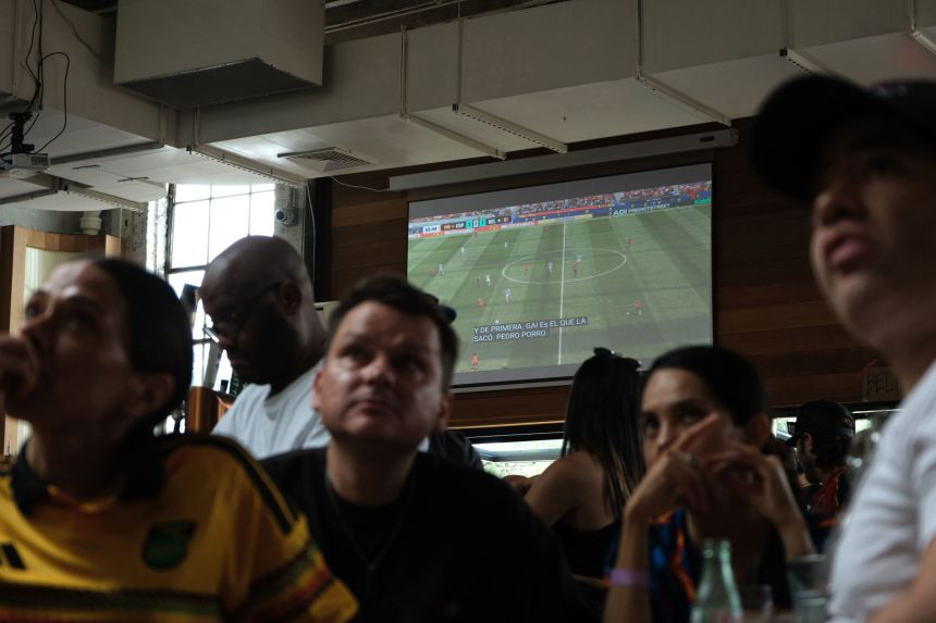 Socceria, a soccer-themed cantina in Brooklyn, shows most World Cup games on Telemundo.