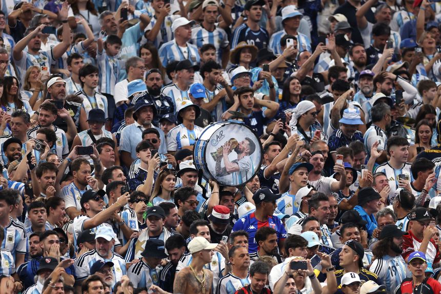 Argentina fans are seen before the Round of 16 match.
