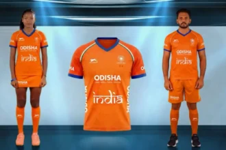 Captain Harmanpreet Singh bcaks Indias new saffron Hockey kit