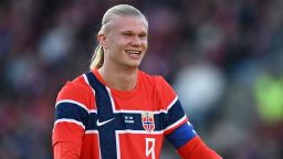 OSLO, NORWAY - MARCH 31: Erling Haaland of Norway reacts during the international friendly match between Norway and Switzerland at Ullevaal Stadion on March 31, 2026 in Oslo, Norway. (Photo by Stuart Franklin/Getty Images)