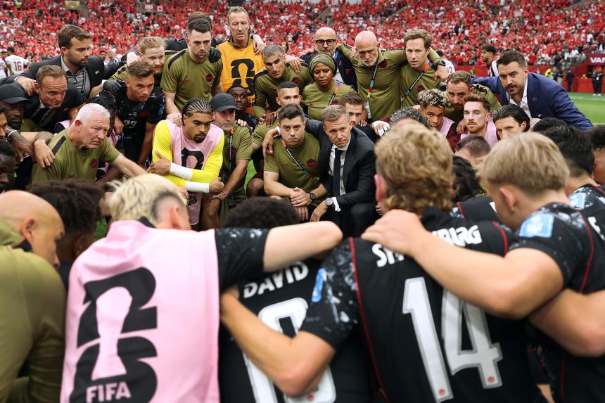 This image of Jesse Marsch leading Canada’s huddle in a big win over Qatar is one of the moments of the tournament.