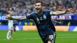 ATLANTA, GEORGIA - JULY 15: Lionel Messi #10 of Argentina celebrates the team's second goal by Lautaro Martinez #22 during the FIFA World Cup 2026 Semi Final match between England and Argentina at Atlanta Stadium on July 15, 2026 in Atlanta, Georgia. (Photo by Shaun Botterill/Getty Images)