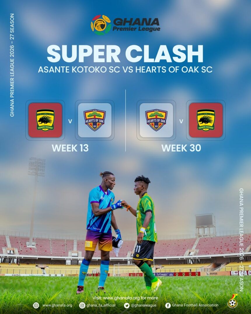 Super Clash dates confirmed: Kotoko and Hearts set for two titanic showdowns in 2026/27 Premier League