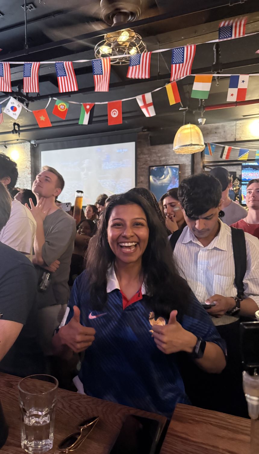 Live News writer Aditi Sangal spent some time watching games in a France shirt at local watering holes, though she did tell CNN Sports she was supporting Spain in the final.