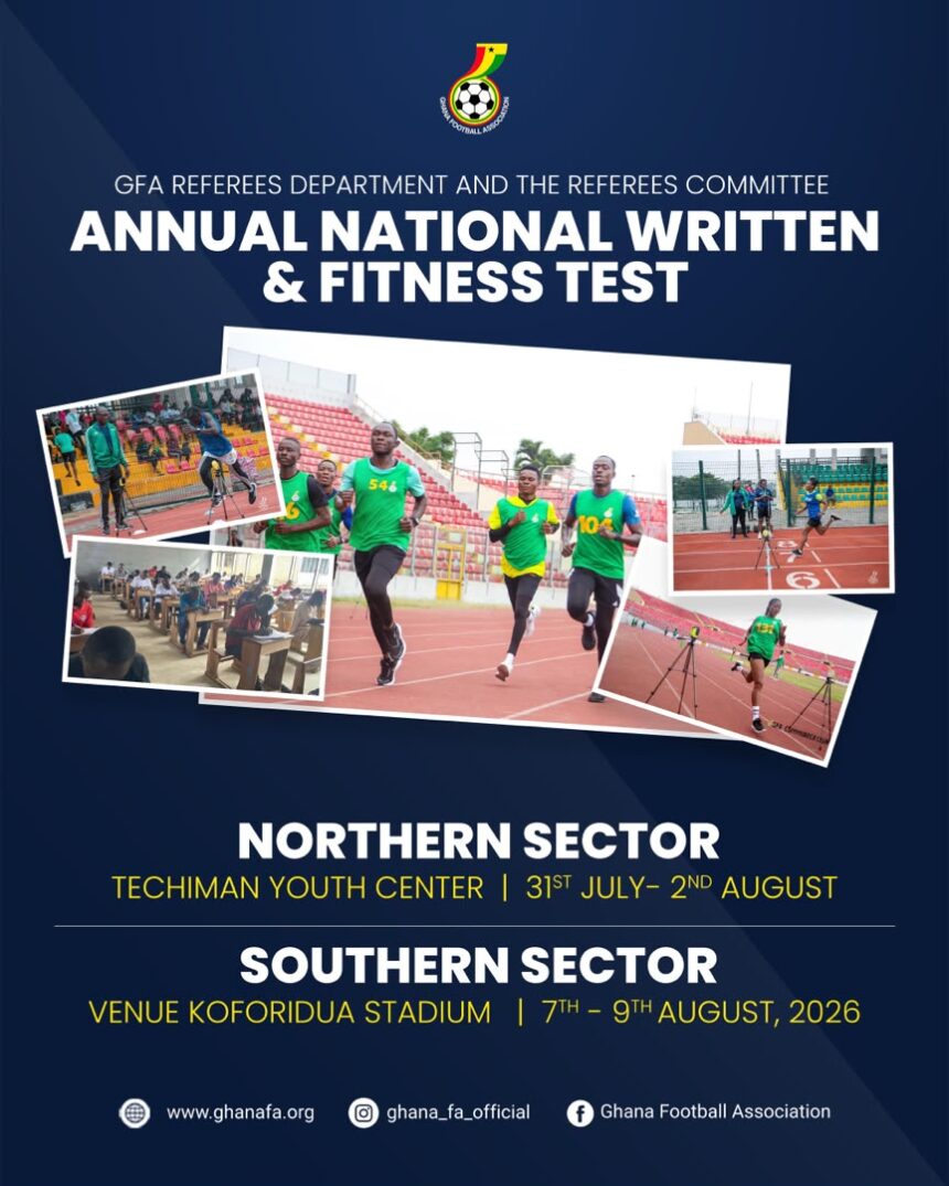 Referees Annual National Written and Fitness Tests Scheduled for Techiman and Koforidua