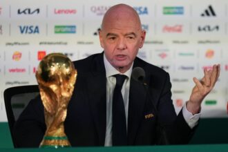 FIFA president Gianni Infantino speaks during a World Cup news conference in June.