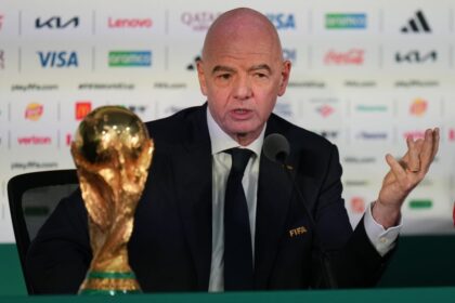 FIFA president Gianni Infantino speaks during a World Cup news conference in June.
