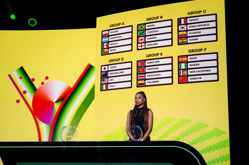 Former French player Laura Georges attends the FIFA U-20 Women's World Cup Draw in Łódź, Poland, in May.