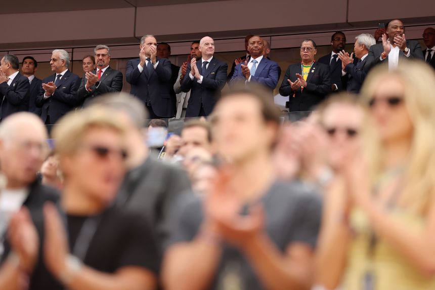 Infantino at the Round Of 32 World Cup match between South Africa and Canada at SoFi Stadium on June 28.