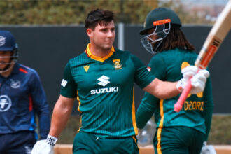 Jordan Hermann equals world record with 150 on ODI debut against Namibia