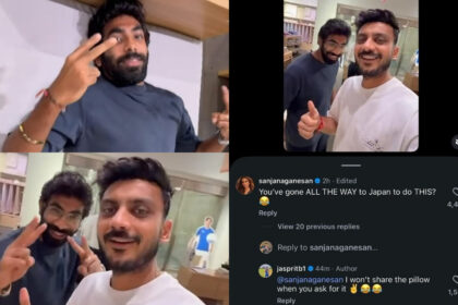 Jasprit Bumrah gets custom pillow in Japan, Sanjana Ganesan reacts hilariously