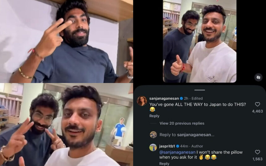 Jasprit Bumrah gets custom pillow in Japan, Sanjana Ganesan reacts hilariously