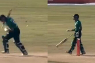 [WATCH] Asian Games 2026: Sahibzada Farhan struck by Jasprit Bumrah delivery in gold medal final